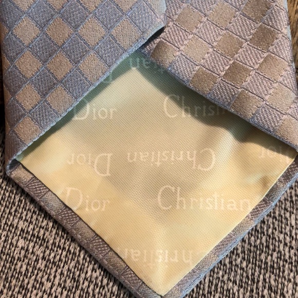 Vtg CHRISTIAN DIOR cravates LOGO Classic Luxe Paris NewYork Gray Diag Square NEW - Picture 15 of 16